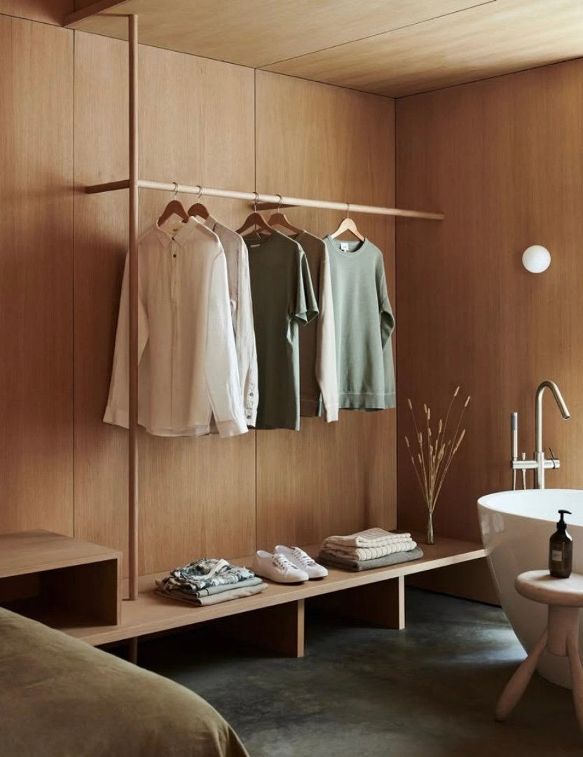 Linen and olive on a wooden rail