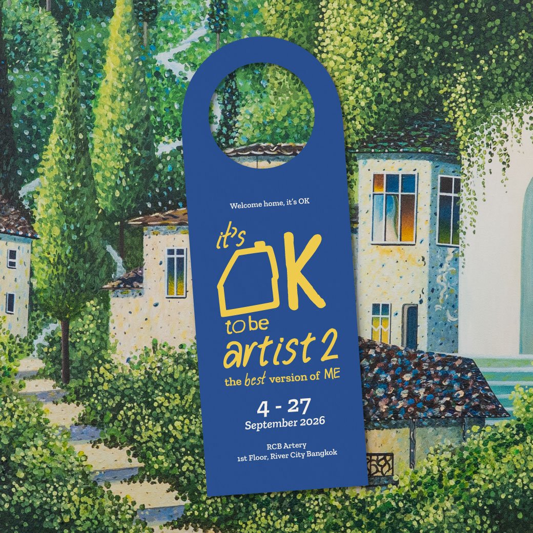 Invitation card for It’s OK to Be Artist 2: The Best Version of Me, 4–27 September 2026 at RCB Artery, River City Bangkok