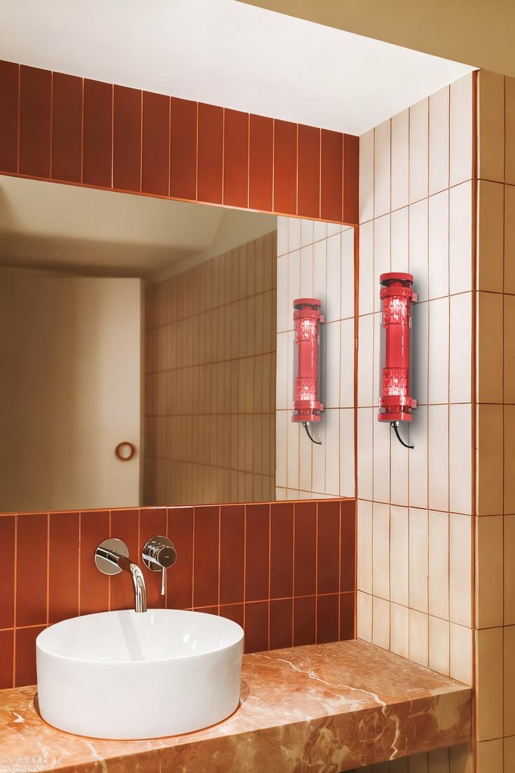 Red tile vanity
