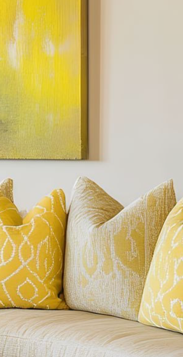 Yellow cushions in afternoon light